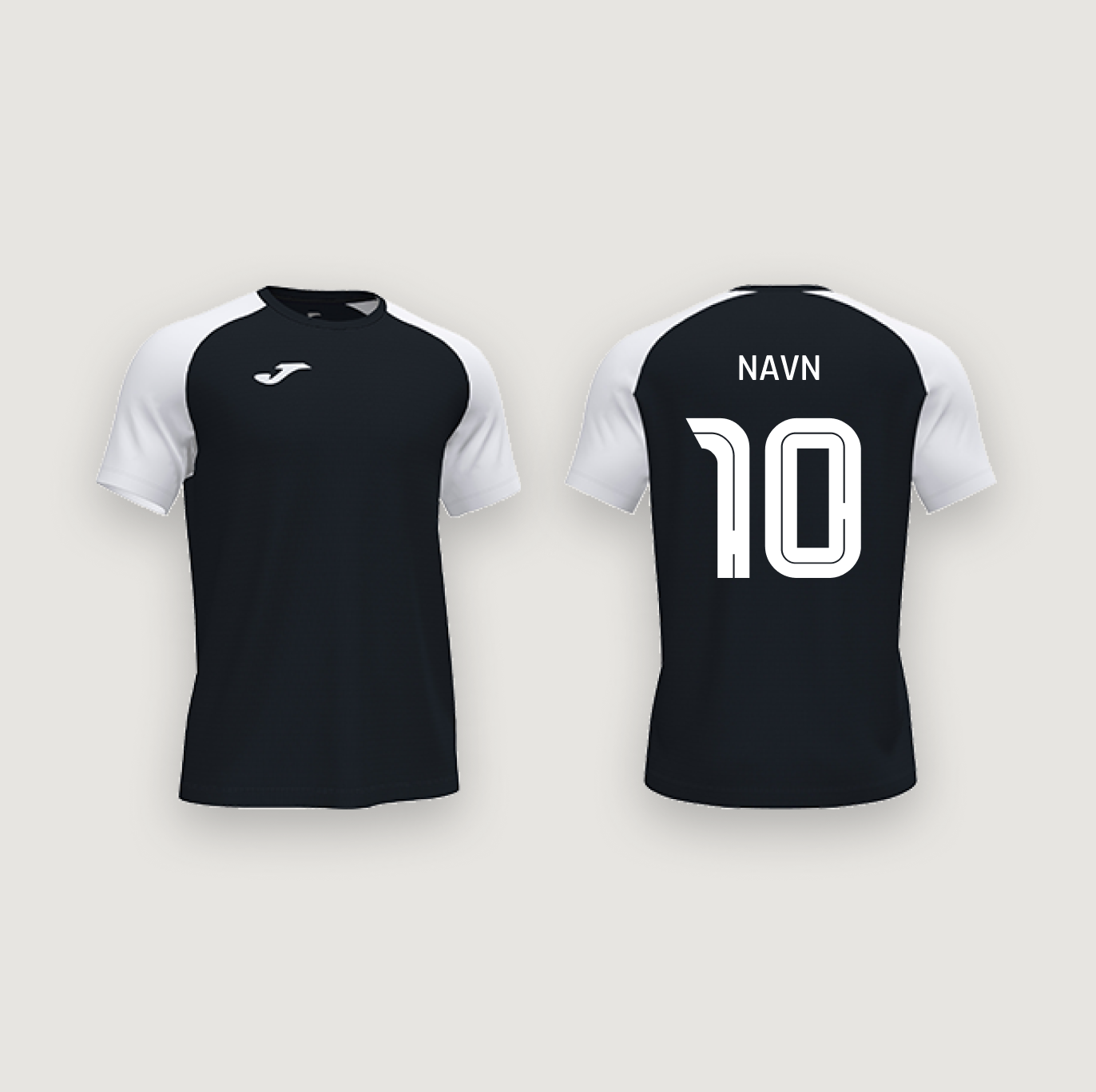 Joma Academy IV Sort/Hvid trøje med navn og nummer