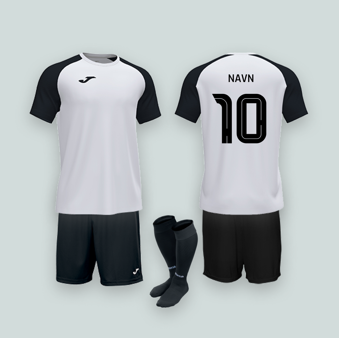 Joma Academy IV Hvid/Sort med navn og nummer + Sokker