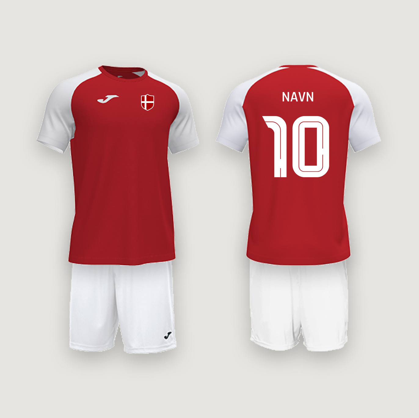 Danmarks sæt Rød/Hvid med navn og nummer